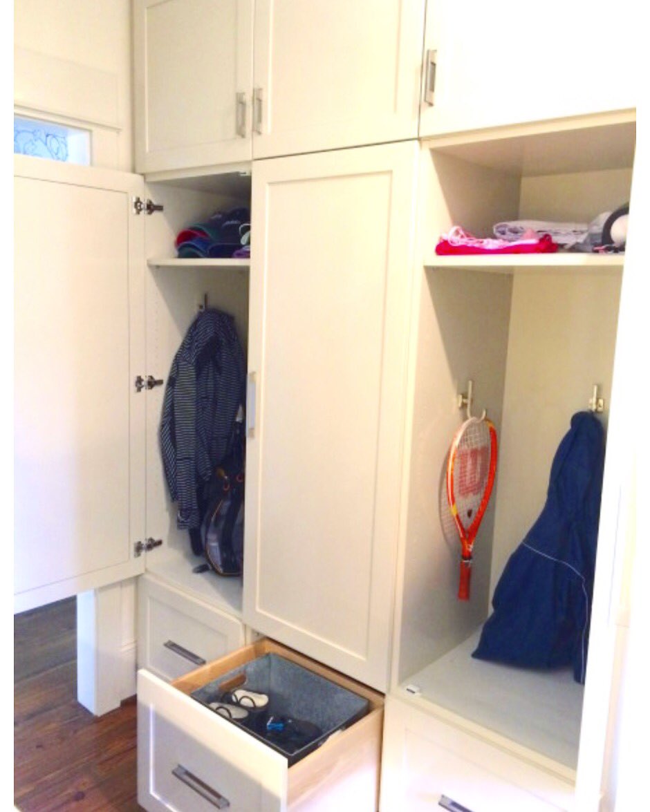 Tired of messy clutter or constantly running out of room? Custom cabinets like these hide the mess and keeps your house looking clean and organized.