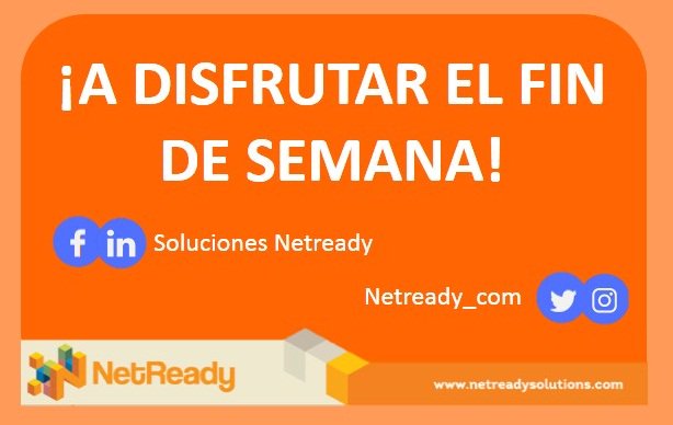 netreadylatam's tweet photo. ¡Ya es fin de semana! @netready_com los invita a seguirnos en nuestras redes sociales #FinDeSemana #23feb #Netready https://t.co/3ZKP4CX7Um