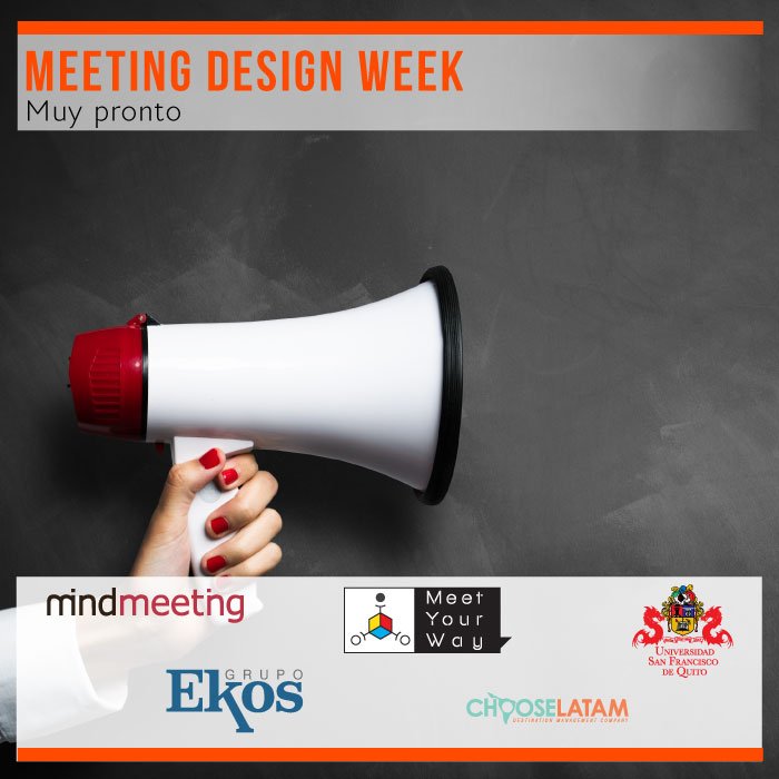 El MEETING DESIGN comunica y genera eventos con resultados.
MEETING DESIGN WEEK. USFQ 0981297729
pos.li/294asz
pos.li/294asx