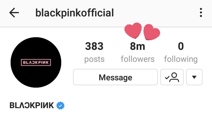 BBU_BLACKPINK's tweet photo. [INFO] BLACKPINK reaches 8M followers on Instagram!

#BLACKPINK #블랙핑크 https://t.co/IjJGLfB24z