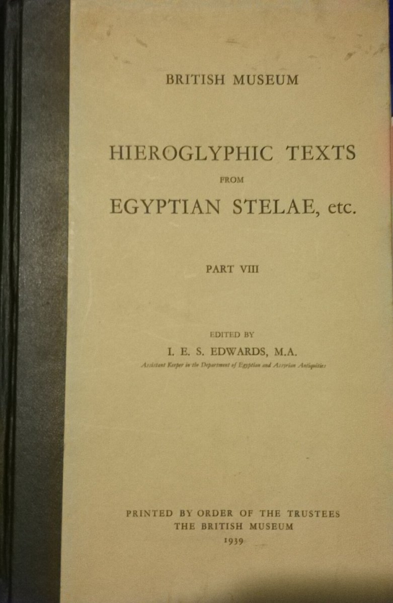 SignWriterEgypt's tweet photo. Got a new transcription source this week. #Hieroglyphic Texts from Egyptian #Stelae VIII by #IESEdwards #FirstEdition  @britishmuseum 1939 https://t.co/IlPXVIfyAz