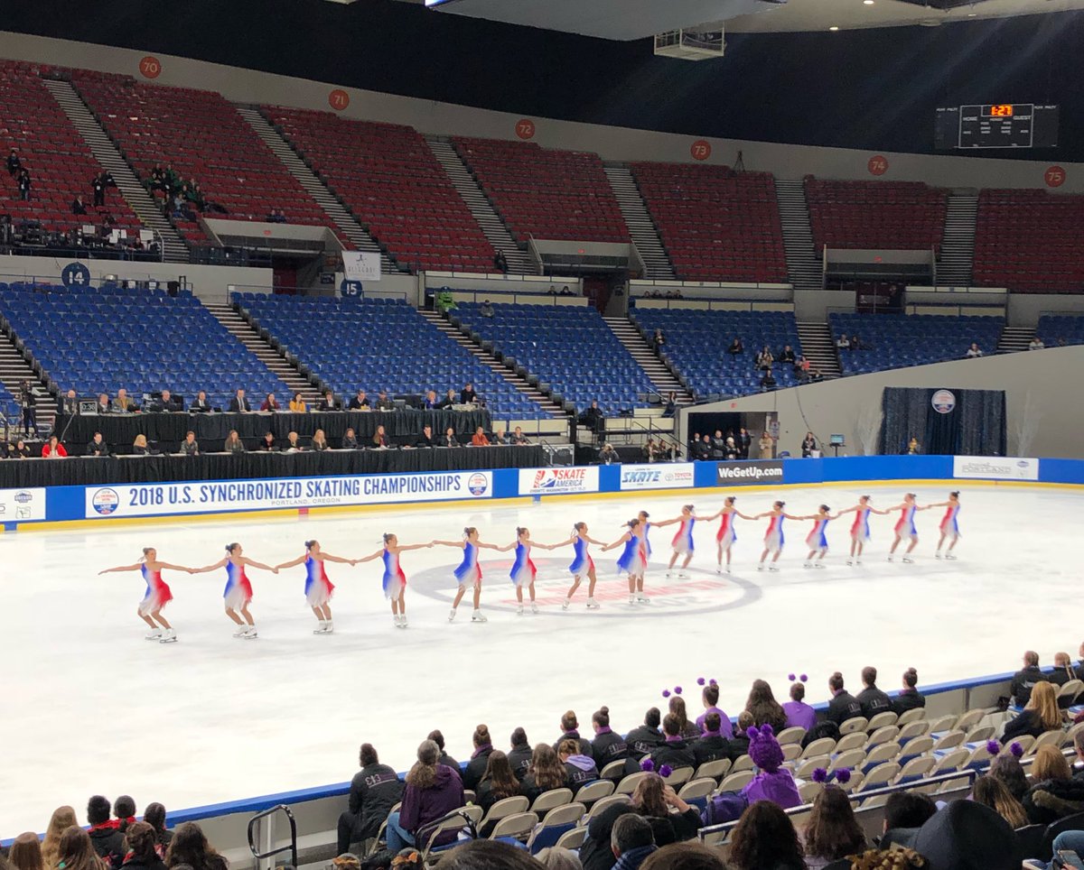 Crystallettes novice, 1 fall, 55.14 total, currently 3rd  #SynchroChamps18