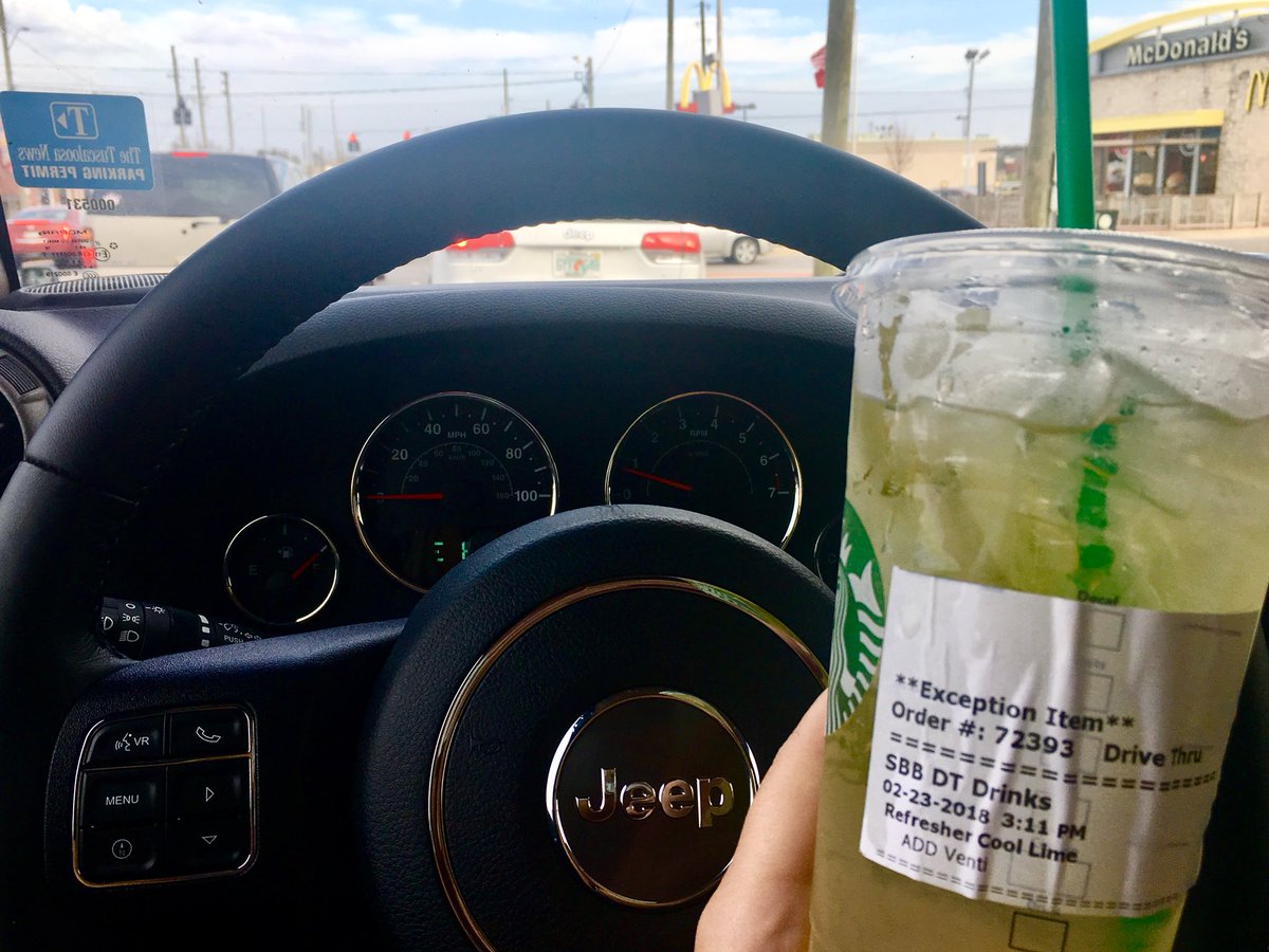 TerrinWaack's tweet photo. Auburn bound for the gymnastics meet with my baby, Frank, and my latest Starbucks favorite, a cool lime Refresher. #CallMeBasic https://t.co/CznoAwynw9