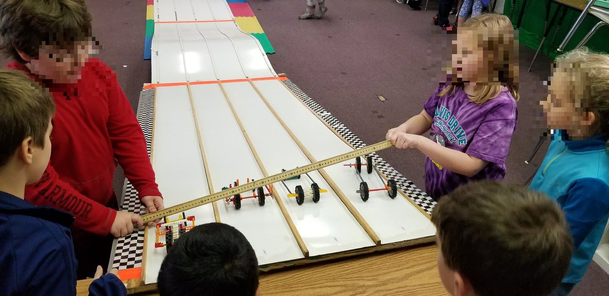 KyleHamstra's tweet photo. By FAR, the best part of #TheGreat5thGrRace has been observing Ss owning the process of: design, construct, test, redesign, retest--waaay bf the main event. Perhaps, it's in the garage area and with pit crews on pit road where the real learning happens. #ddestem #sci5P11 #sci5P12 https://t.co/VpL3TT7Pef