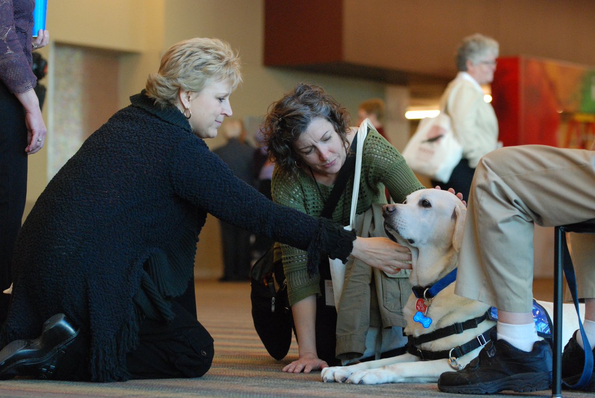 AAHPM's tweet image. #FlashbackFriday to #hpm17 with these sweet pet therapy dogs. More pet therapy animals will be making their way to #hpm18!
