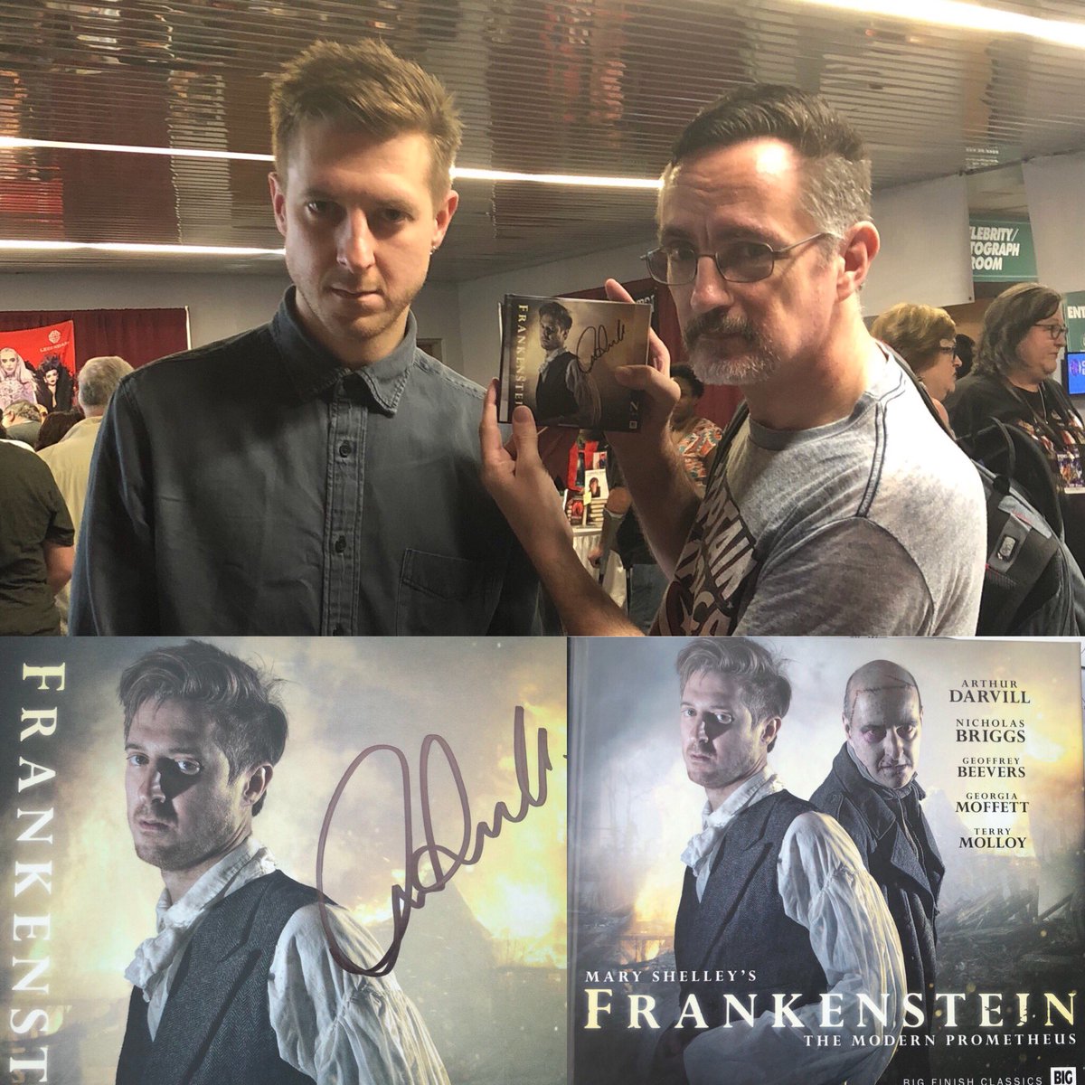 scruffman's tweet photo. @RattyBurvil doing his best Frankenstein impression.
@bigfinish #DrWho #Pensacon #RipHunter #MrPond #ArthurDarvill https://t.co/qluUFjyE1l