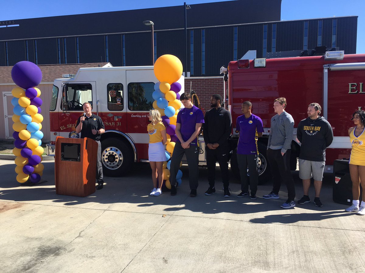 The ESFD would like to thank our partners <a href="/Lakers/">Los Angeles Lakers</a> and <a href="/SouthBayLakers/">South Bay Lakers</a> for their generous donation of our new basketball court at Fire Station-2. #lakers #communitypartners