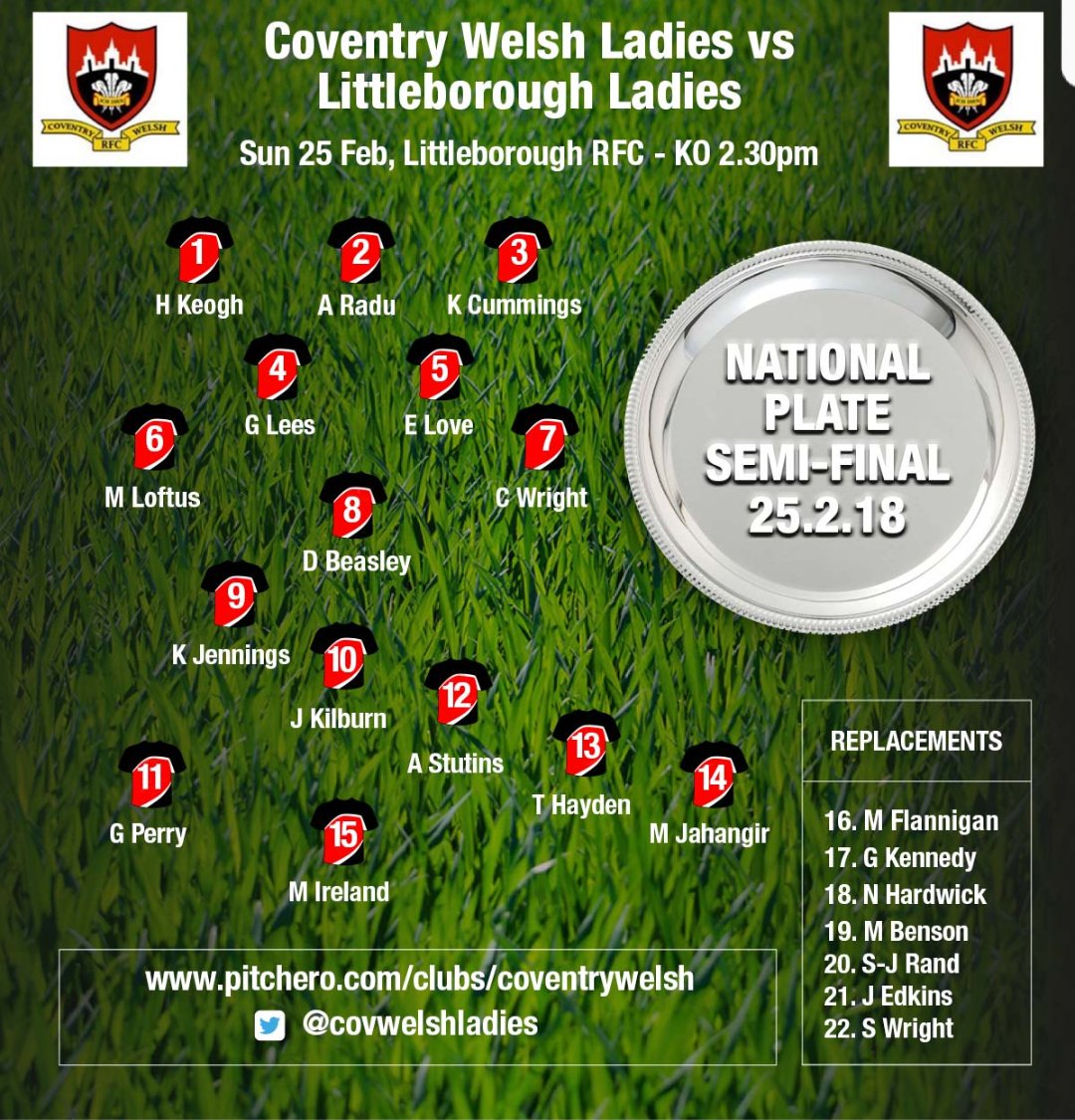 This Sunday's Team Sheet for semi-finals #strongscrumming #fancyfootedbacks