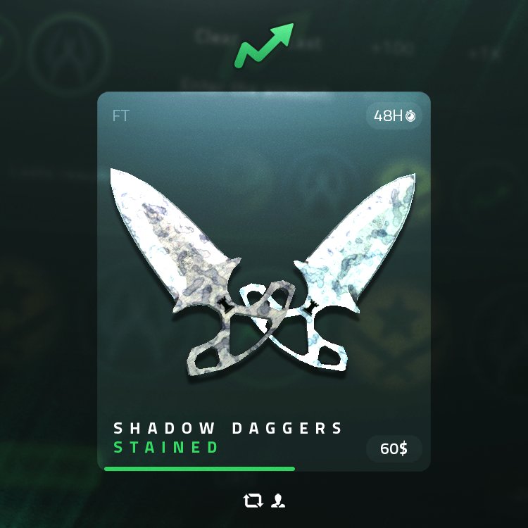 skinupgg's tweet image. SHADOW DAGGERS STAINED GIVEAWAY ⚪️

To enter: 
📌 Enter our pinned giveaway
📲 Must Follow us 
🔄 Retweet &amp;amp; Like
💭 Tag 1 (or more) friend

Ends in 48 hours! 
skinup.gg ⚪️