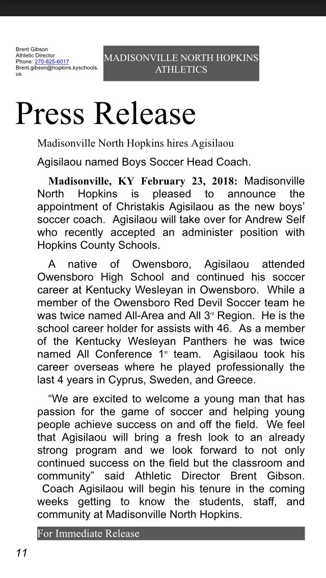 MaroonAthls's tweet photo. Maroon Athletics is excited to announce Christakis Agisilaou as the new boys soccer coach #maroonnation https://t.co/o6bBqkOO8j