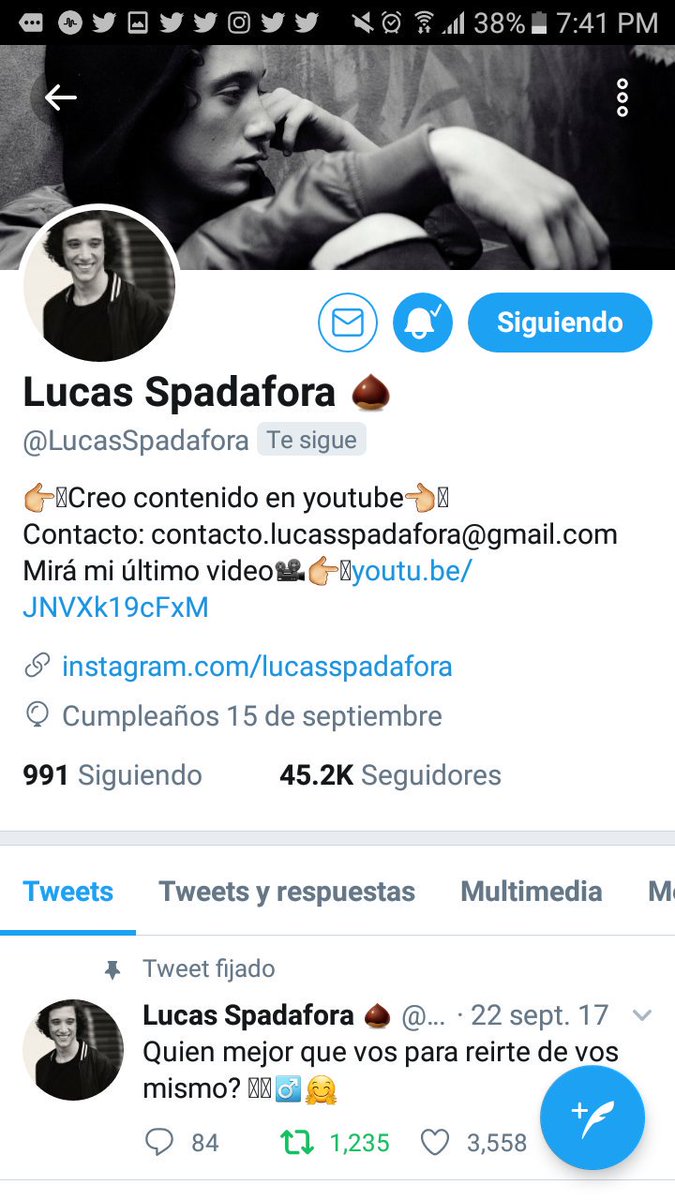 Spadaforitxking's tweet image. when te quieren hacer creer que @LucasSpadafora te siguió, but el ya te seguía de antes😎 ahre