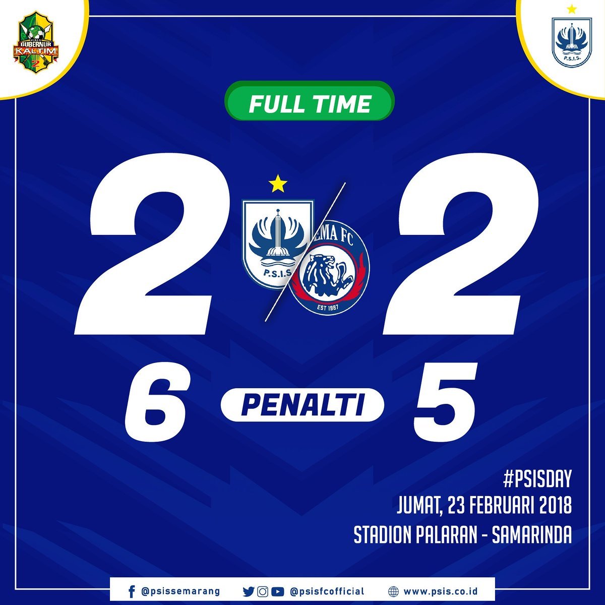 Piala Gubernur Kaltim
Psis FC vs Arema FC 2-2
(Adu pinalti 6-5)
#semarang#piala#gubernur#kaltim
