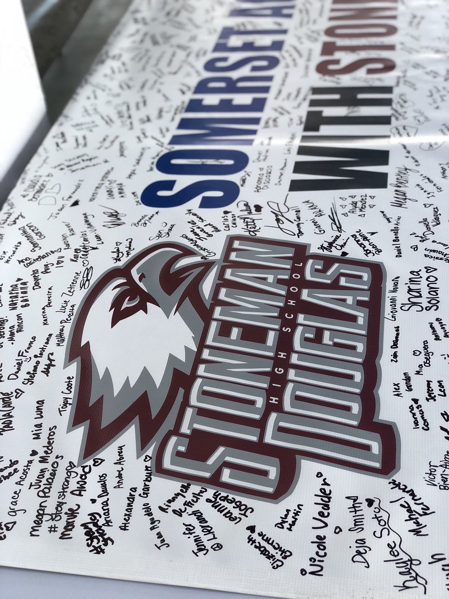 SGAEvents's tweet photo. Somerset stands with Stoneman Douglas! We will deliver this banner to MSD on Sunday. #gopanthers #msdstrong #neveragain 🐾 ❤️ 🦅 https://t.co/WPPZnTqRSk