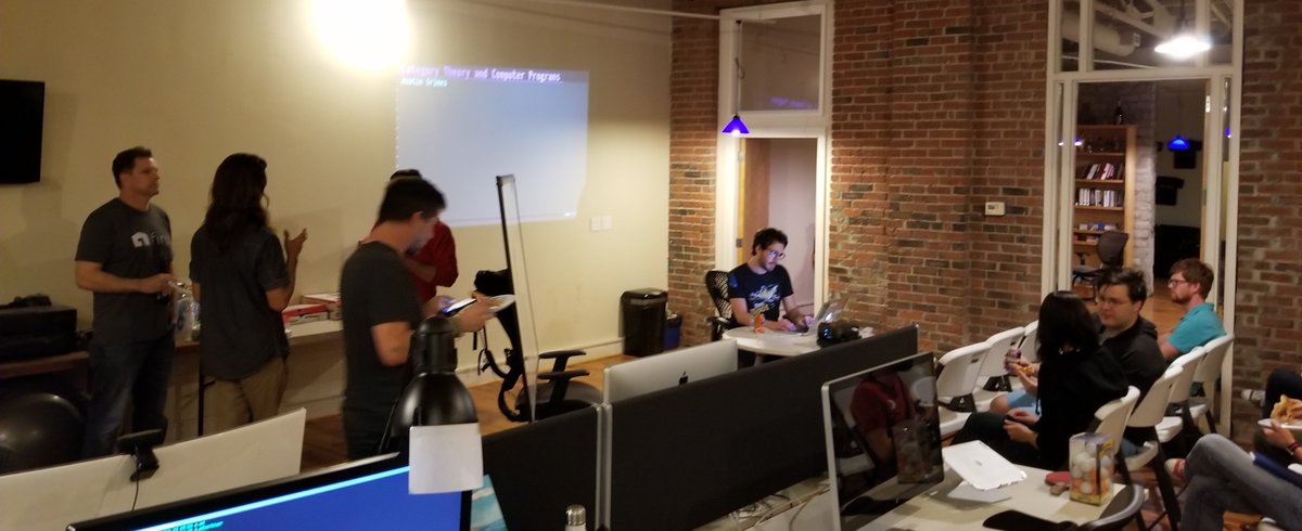 TriClojure's tweet image. At Triangle Clojure yesterday evening @jgrimes2 gave an engaging presentation on Category Theory.
A link to the slides will follow.
Thanks to @Adzerk and @Deloitte for sponsoring last night's meeting!