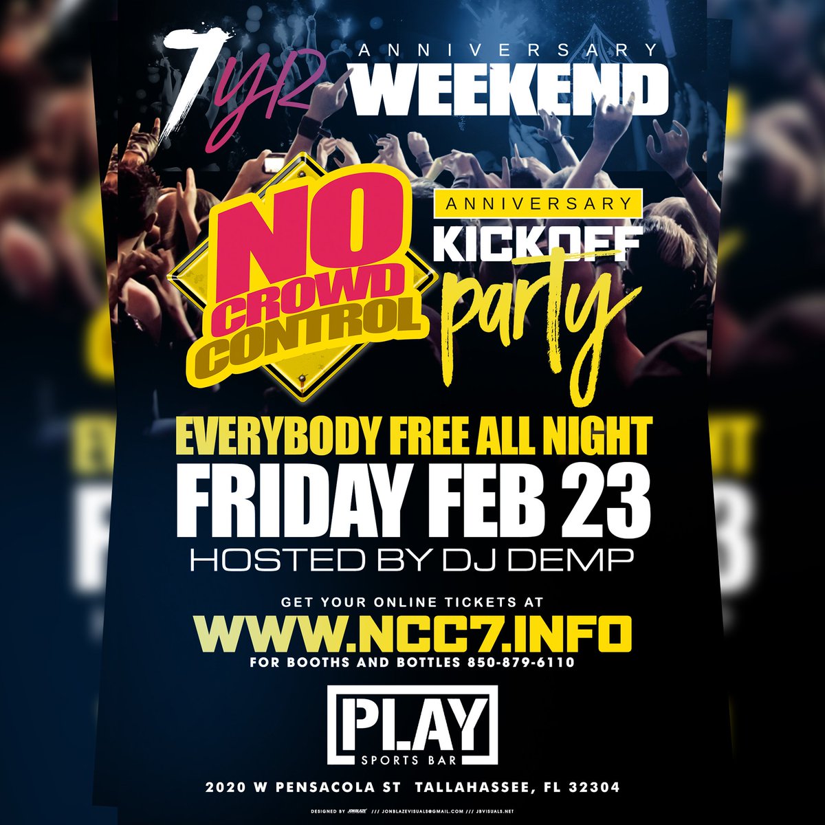 ThickChick850's tweet photo. 📅 [ 🚨TONIGHT🚨 ] - #NoCrowdControl KICK OFF PARTY @ PLAY ( Everybody Free All Night ) || BUY Tix/RSVP online, CLICK HERE: https://t.co/1QSHMDuYKY || #ncc7 #NoCrowdControl7 #FridayNight #Tallahassee @850DIGITAL  #TheWolfPackEnt #Friday #PLAYSportsBar #famu21 #fsu20 #famu20 #fsu https://t.co/LB9z2YMT0i