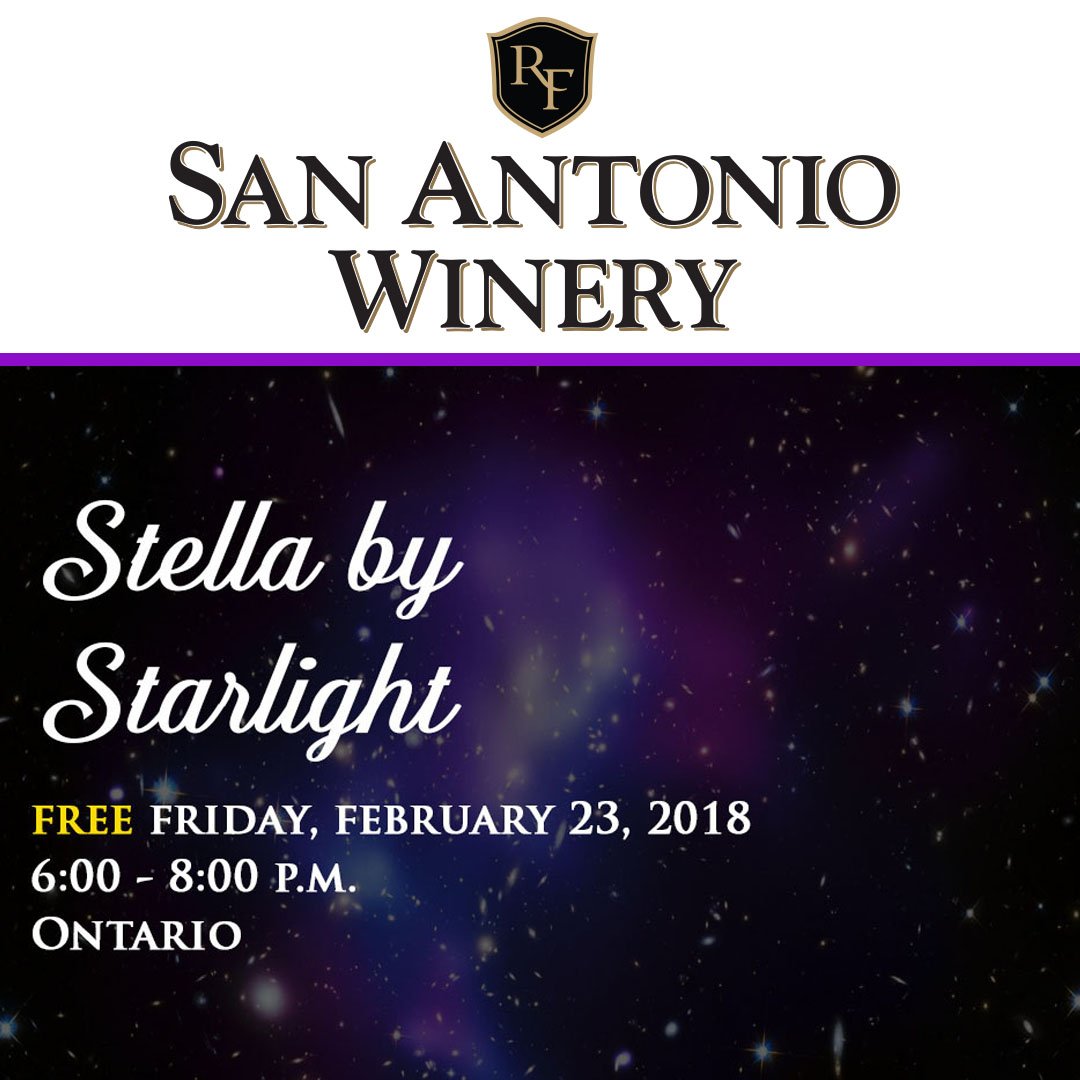 We have the perfect way to kickstart this weekend, with an evening of live music, starlight and exquisite #wine and food! This event is free, so make the most of this #Friyay and we look forward to #Stellabrating with you. #SanAntonioWineryOntario