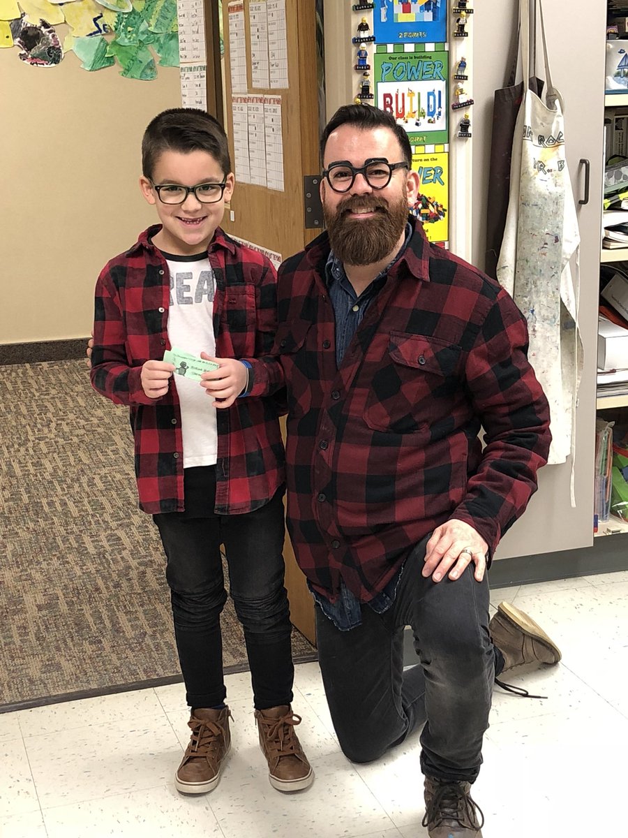These two are very stylish! My student wanted to dress like Mr. B today! @MrB_mte_art