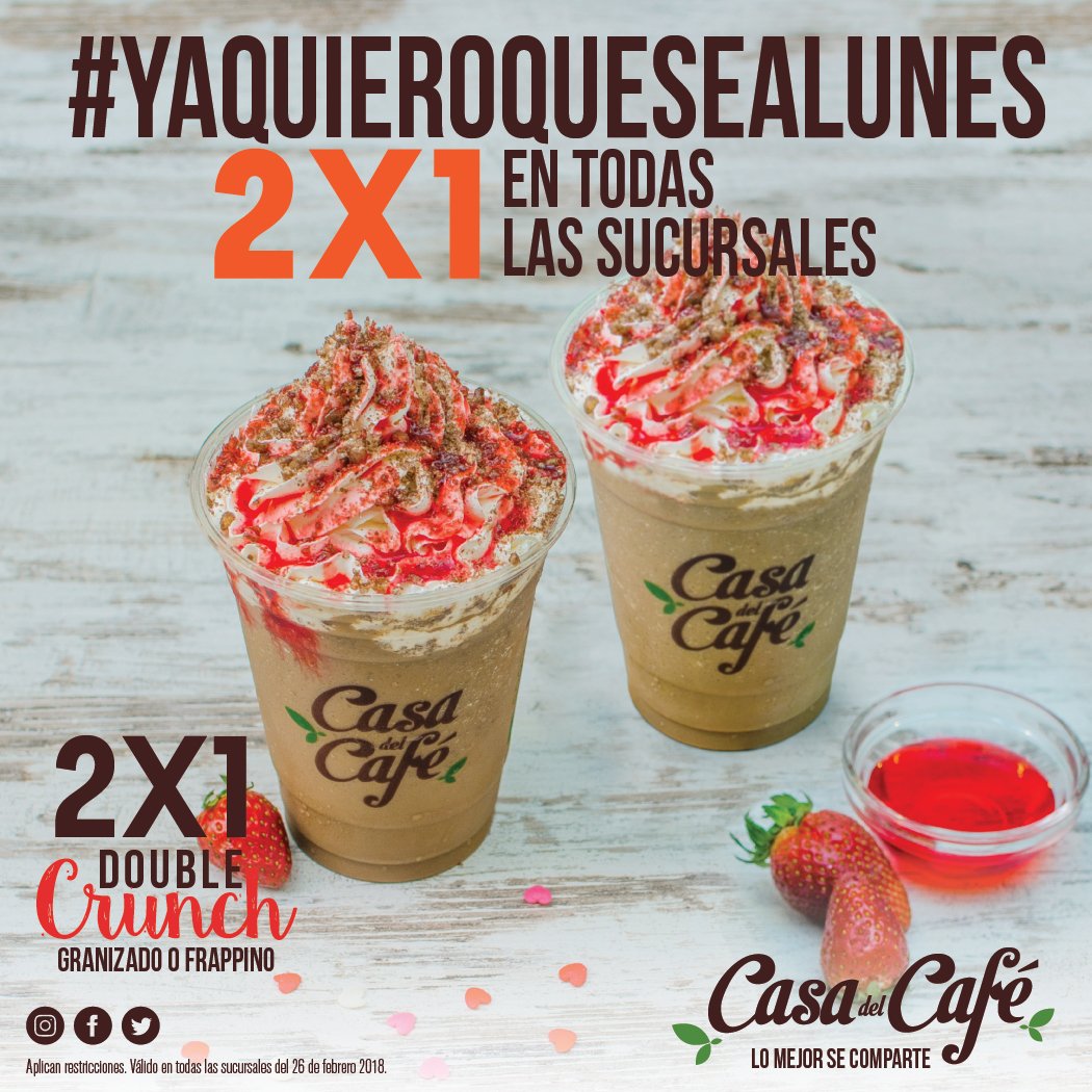 CasadelCafeNi's tweet photo. Último adiós para el #Doublecrunch ¡Cárgate de energía y disfruta de este Lunes! 😍😋 https://t.co/YAo0zpgk8I
