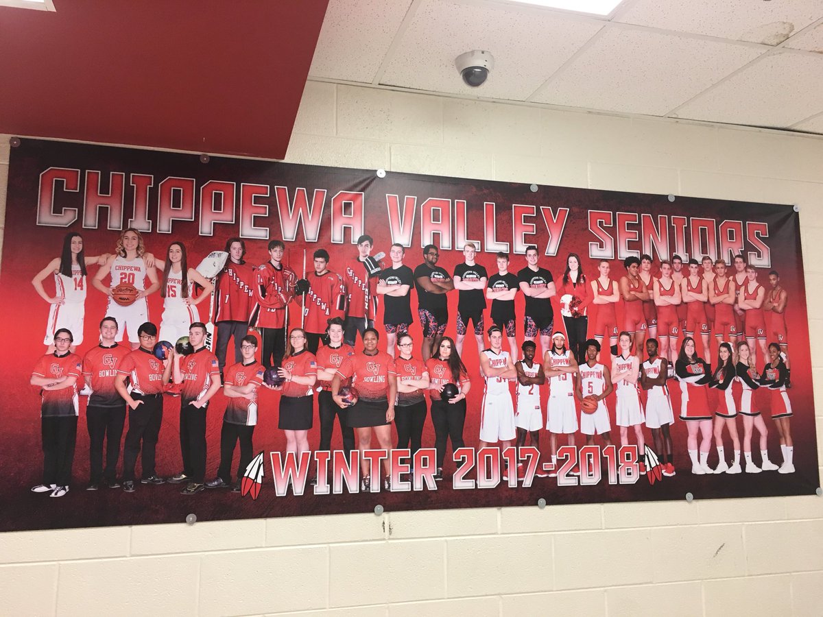 ChippewaSports's tweet photo. Just a small 4’x10’ banner to show off our winter senior athletes! Check it out the next time you’re near the Multipurpose &amp; Athletic Training Rooms. https://t.co/gON1yFqeVB