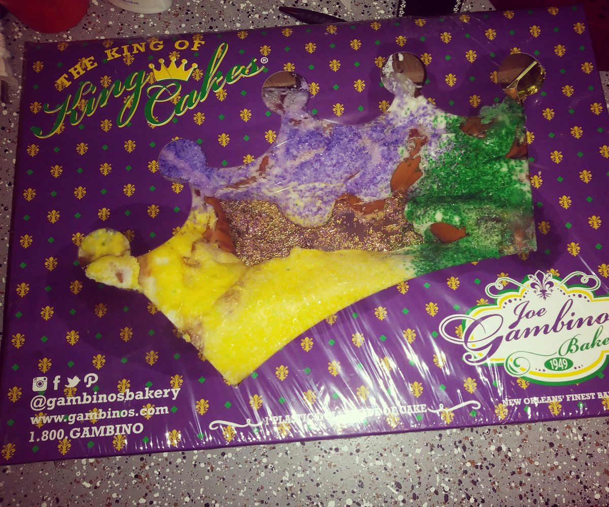 <a href="/gambinosbakery/">Gambino's Bakery</a>  the #KingCake done made it out west!!!! #NomNomNom #IHopeIGetTheBabyInMySlice #Nawlins