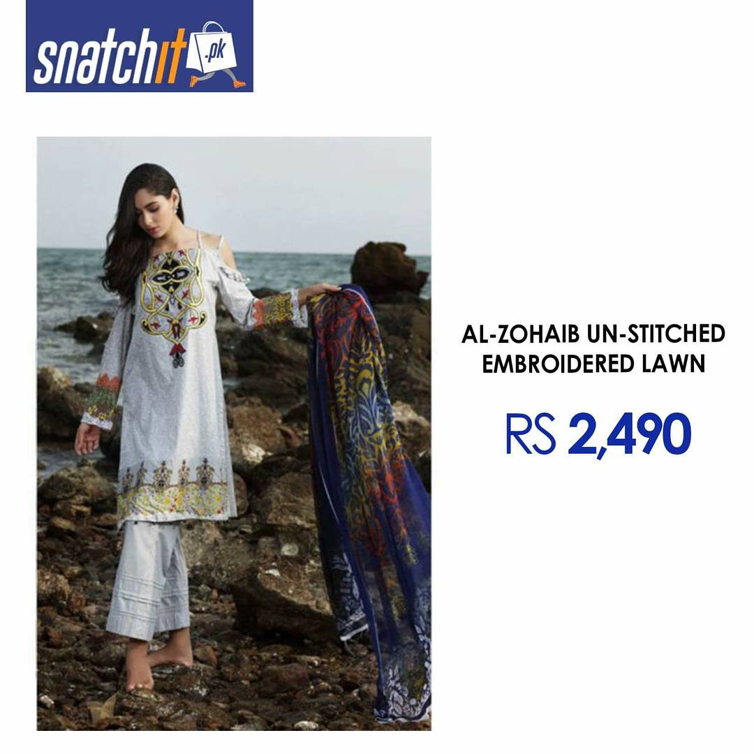 snatchitpk's tweet photo. Get Eclectic and Ravishing Designs of Unstitch Lawn by Al-Zohaib for only Rs 2,490/- 
#Snatchit #EmbroideredLawn #Online https://t.co/a2AondV2h2