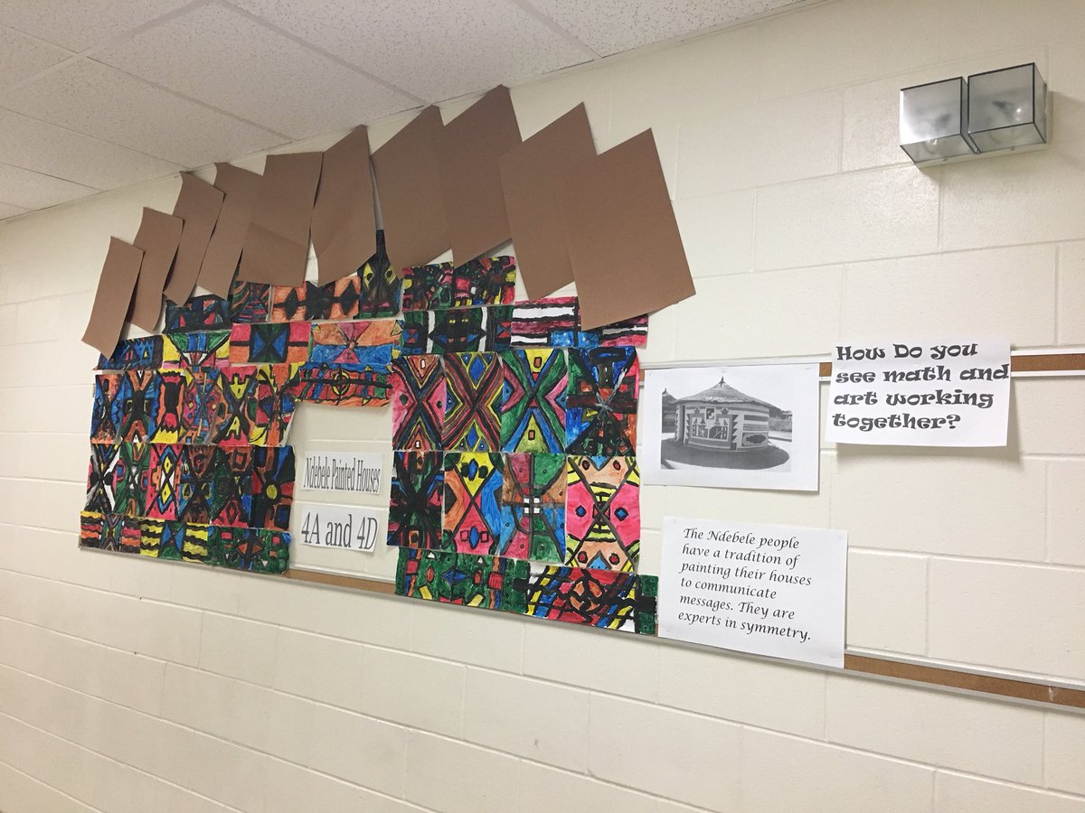 mrsds_rainbow's tweet photo. The Ndebele people have the tradition of painting their homes to communicate messages. #grade4art #mathinart @PeelSchools #BlackHistoryPeel @ClairevillePeel @librarycps #EngageMath https://t.co/ttWGGtHbq3