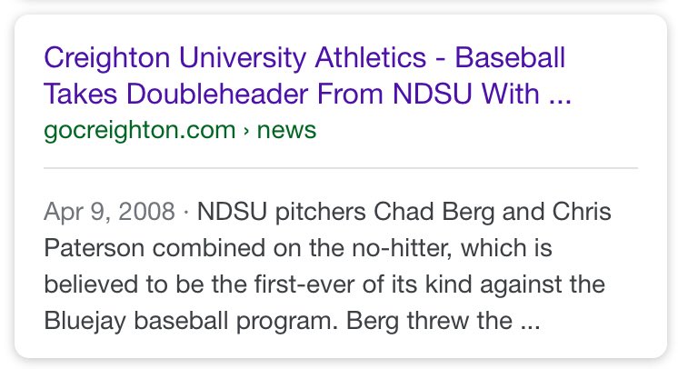 bisonville's tweet photo. Maybe I missed it but is everyone forgetting the L no-hitter from 2008? @kevin_schnepf @ndsuryan https://t.co/kAkYjlVvAq