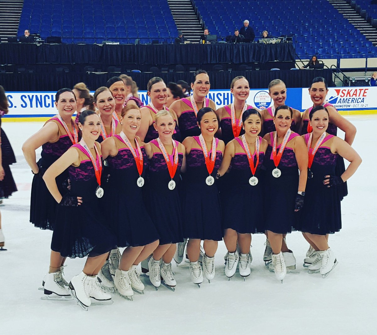Congrats to our beautiful Masters team on their Silver National medal! #ds4life #Silver #SynchroChamps18