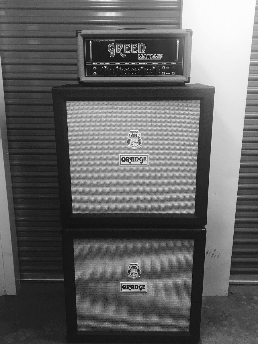 _goingdeaf's tweet image. NCD. A little black and white pic of my rig. Thanks @OrangeAmps for taking care of us. #orangeamps #matamp #fuzzyeah