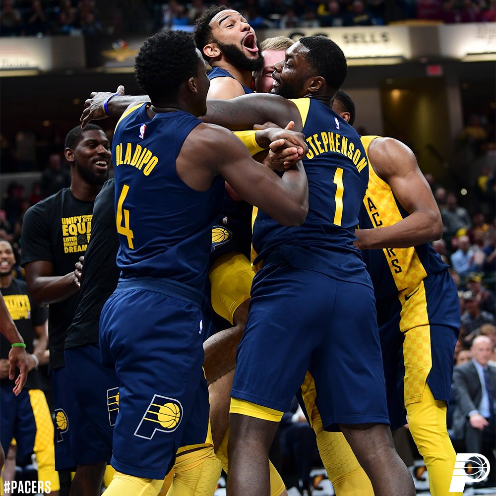Pacers's tweet photo. “I think it just shows how much we care about each other. The most important thing is picking someone up when they’re on the floor and I feel like everybody ran and got him...” - @Dsabonis11 https://t.co/cm7bymRxkC