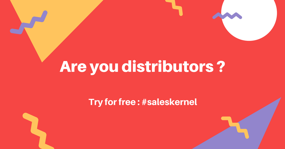 saleskernel's tweet photo. Are you distributor? If yes then why are you waiting! Let try for free to analyse your sales with #Saleskernel #Sales #Distribution #Analytics #Realtime https://t.co/3ZQ75317I0