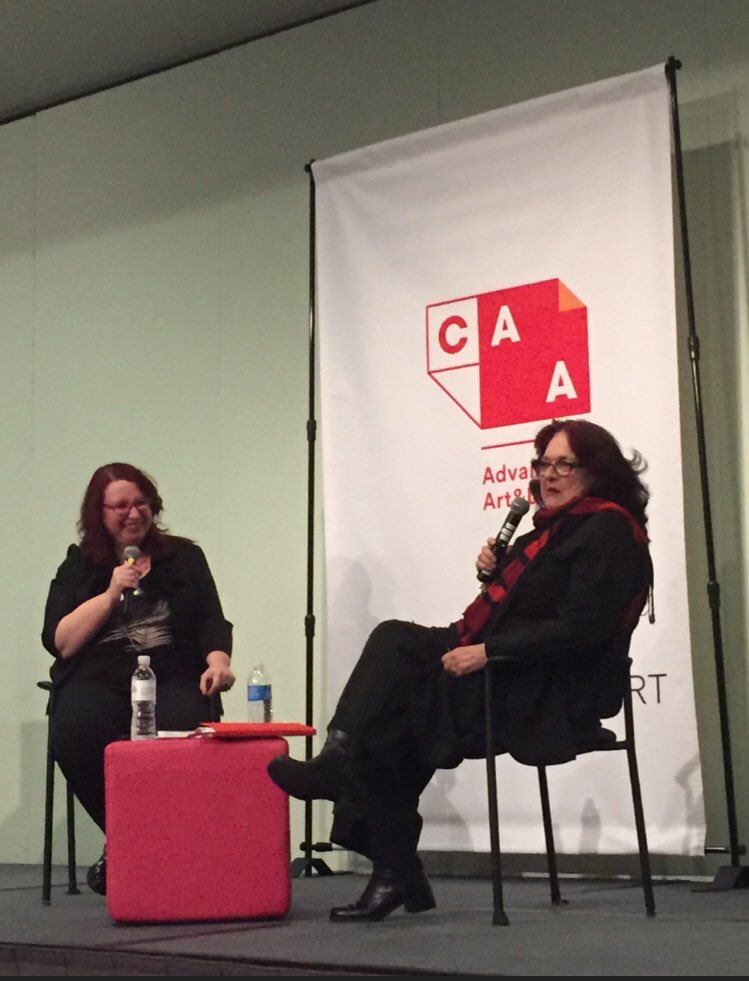 PublicArtDialog's tweet photo. Judy Baca artist interview at CAA! Photo courtesy: Cameron Cartiere #CAAA2018 https://t.co/Y820M0vanJ