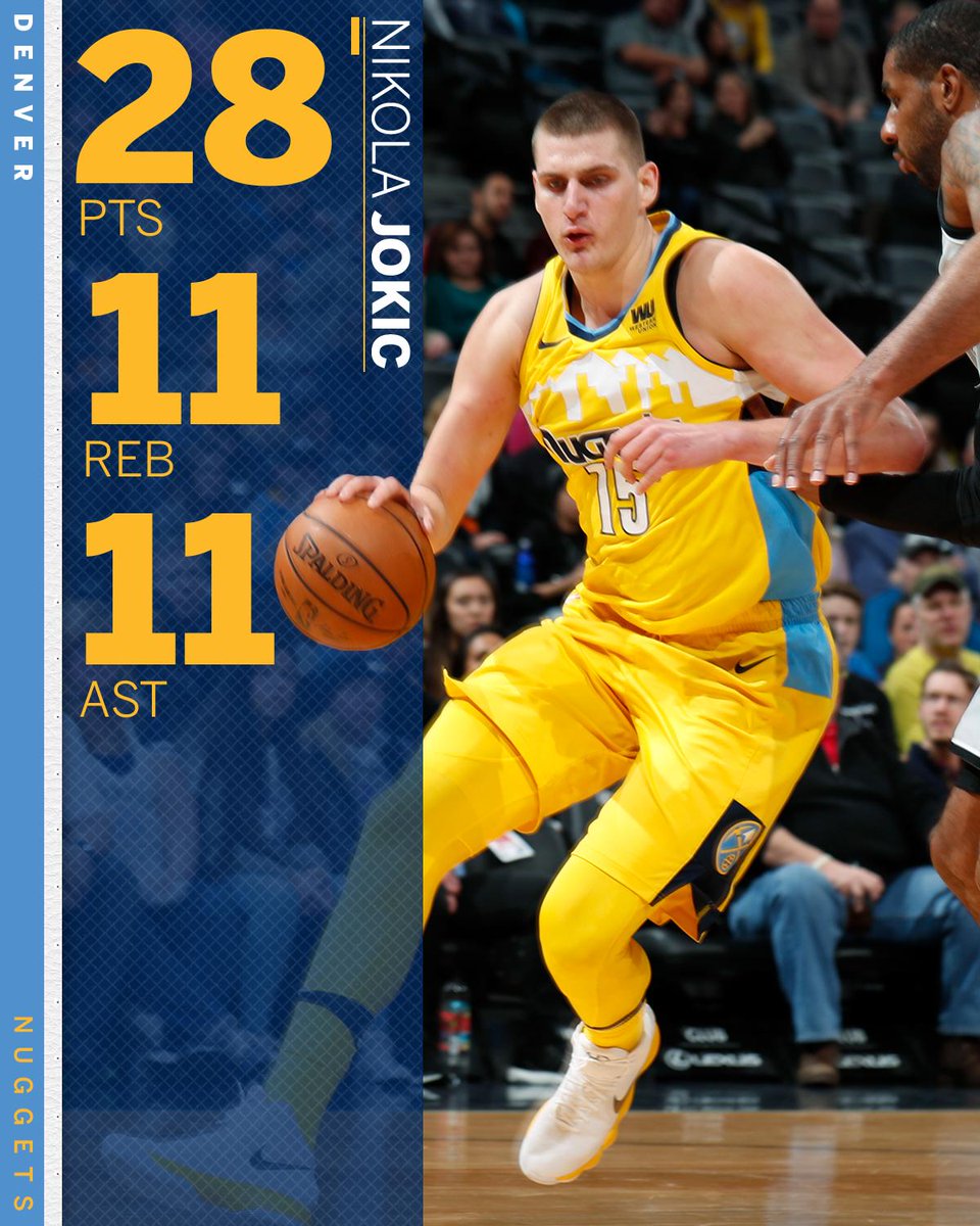 ESPNNBA's tweet photo. Jokic just joined Wilt as the only players 6'10" or taller to ever record 3 straight triple-doubles. (via @EliasSports) https://t.co/kZiLSbVS6d