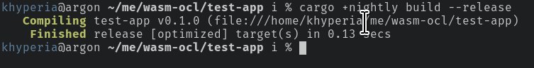 khyperia's tweet image. Current status: running Rust on the GPU via wasm->opencl!
Steps: Compile test-app into wasm, use my "wasm-ocl" I've been writing to translate wasm into opencl, then use a little ocl-runner app to execute the kernel.