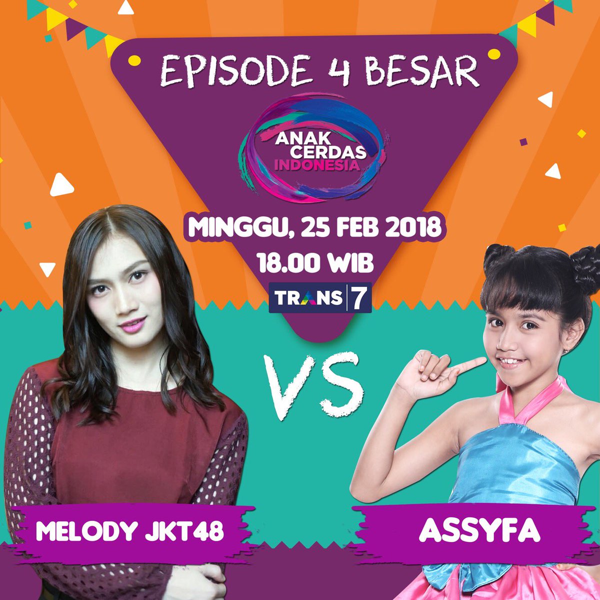 Besok <a href="/melodyJKT48/">M</a> akan adu kepintaran dengan Assyfa, peserta @aci_trans7. Siapa yang akan menang? Jangan lewatkan besok pukul 18.00 WIB