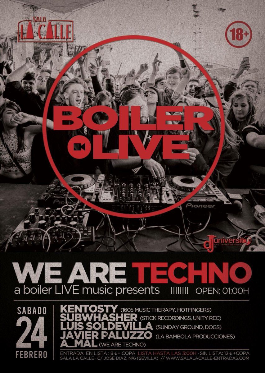 PROGRAMACIÓN SÁBADO 24 FEB:

• 21:30h: Ankor + Spooneye &amp; Nictofilics en concierto

• 01:00h: Boiler Live!

+ Info: salalacalle.com