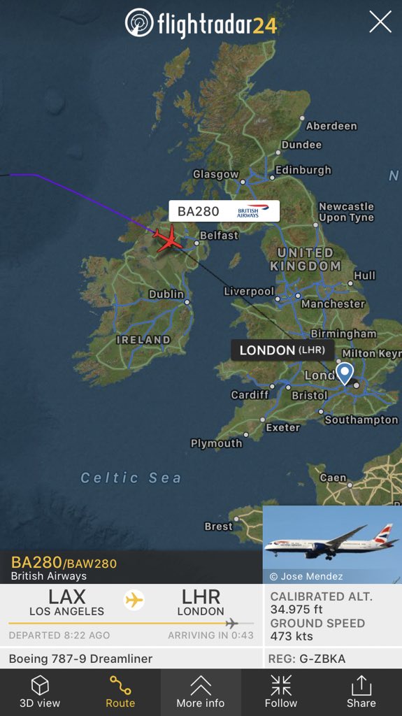 FlightIntl's tweet photo. British Airways flight #BA280 from Los Angeles to London (LHR) has declared an emergency https://t.co/CZCmir3ZP4 https://t.co/GM9DKYzq1k