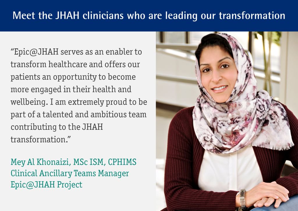 JHopkinsSaudi's tweet image. Meet our people who are leading JHAH’s transformation, Mey Al Khonaizi
buff.ly/2ogp6O6 
#FirstInSaudi #Epic #HealthIT