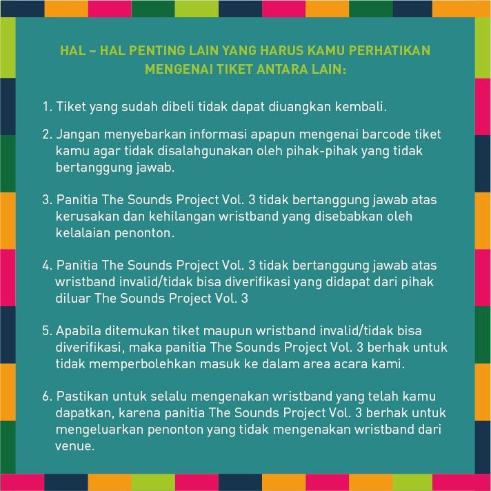 theadamsband's tweet photo. Bagi yang akan menghadiri #soundsproject3 di Kuningan City P6 dan P7 hari ini, silakan baca tata tertib dan jadwal terlampir. https://t.co/7iPU0TuS9E