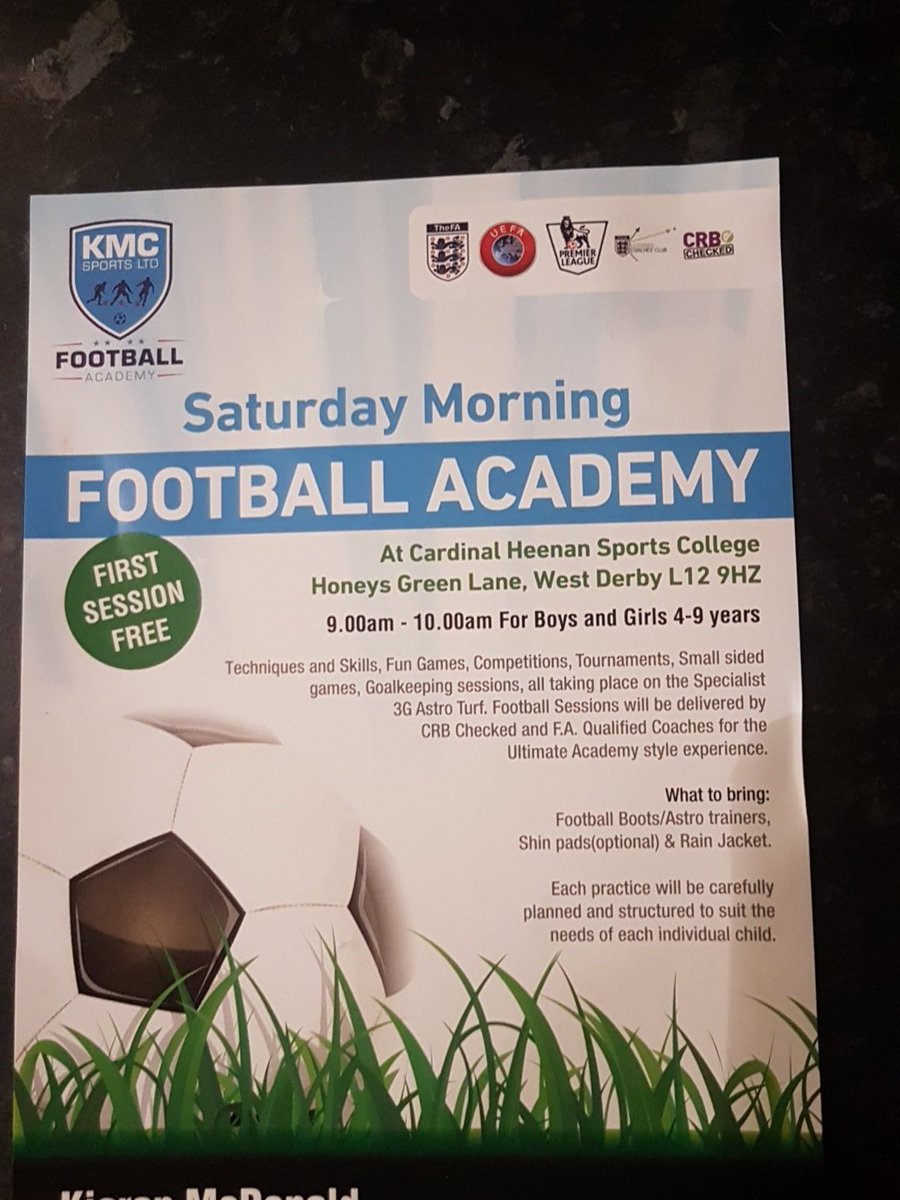 kmceducation's tweet photo. Great morning for Footy come an join us at Cardinal Heenan school this morning 9-10am ages 4-10yrs newcomers first session FREE ⚽⚽ https://t.co/jOZ7tgq01r