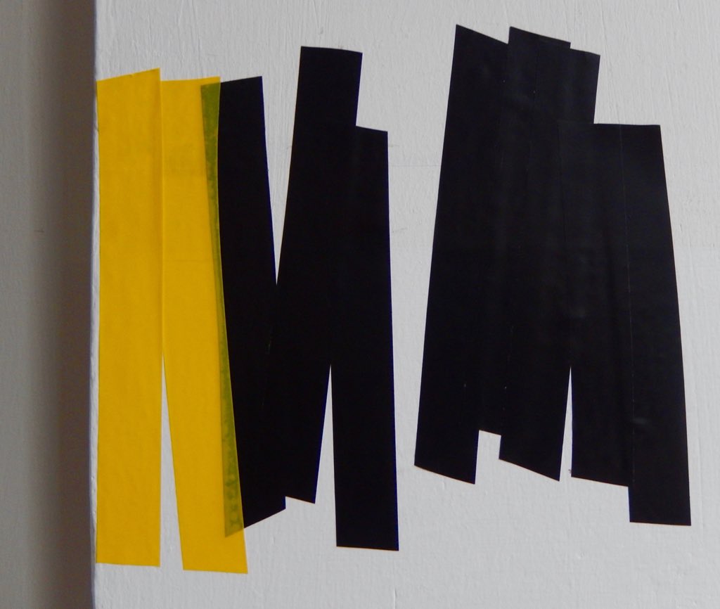 “#saturday #urbanexploration #onthestreets”
.
#colour #yellow #black #structure #space
& the #spacebetween
.
.
#dailypost D1078
#kbwoodnews
.
#drawingaday 
#electricaltape #walldrawing