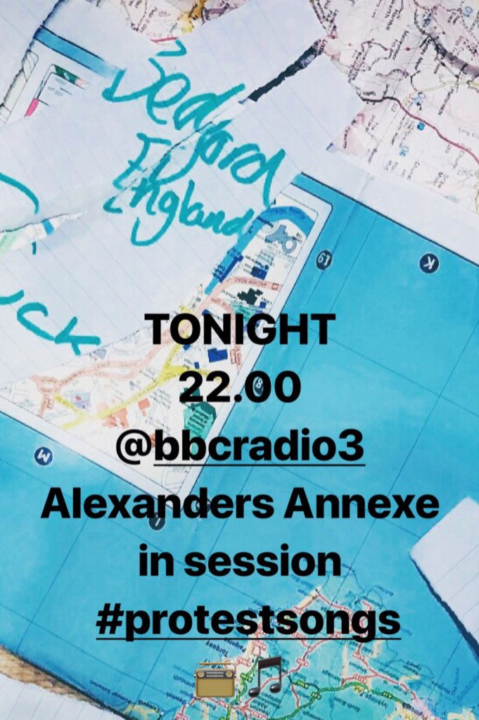 we’re back #alexandersannexe after a long hiatus-  me & the brilliant @dsoundart @sarahpiano play new #protestsongs tonight @BBCRadio3 @SaraMohrPietsch #OpenEar sessions recorded earlier this year @lsostlukes ++the excellent @laurarecorder @ipek_gorgun @Abstruckt #TuneIn