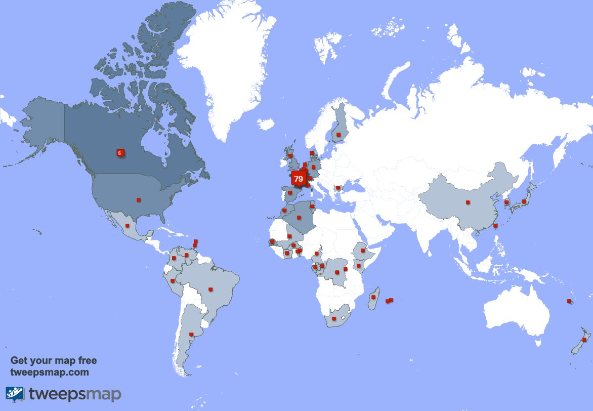 J'ai 5 nouveaux abonnés, de France, et plus la semaine dernière. Voir tweepsmap.com/!lepleindavenir