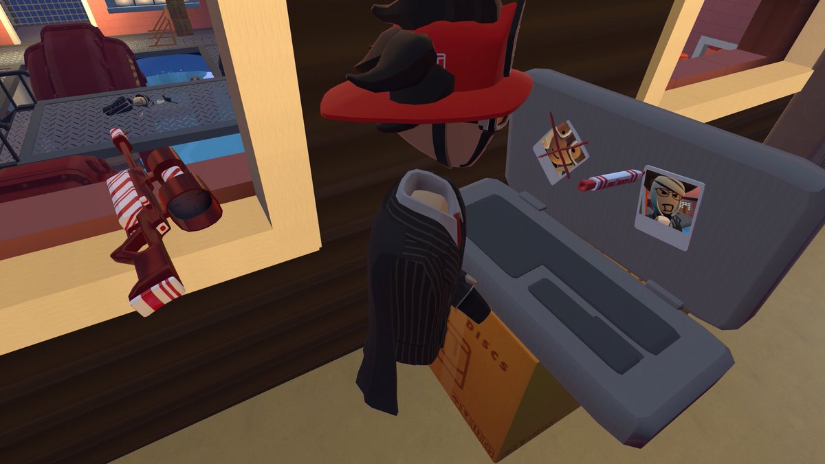 Red_Drummer_'s tweet photo. 📰 The Reservoir Dogs shot up the Spillway in #recroom. Notice the ❌ being drawn over the victim lying dead below. 🤭😵😂 #pinstripesuits #Ryan&amp;Lyali&amp;Co. #reservoirdogs  #socialvr #customgames https://t.co/pSKeom4w2c