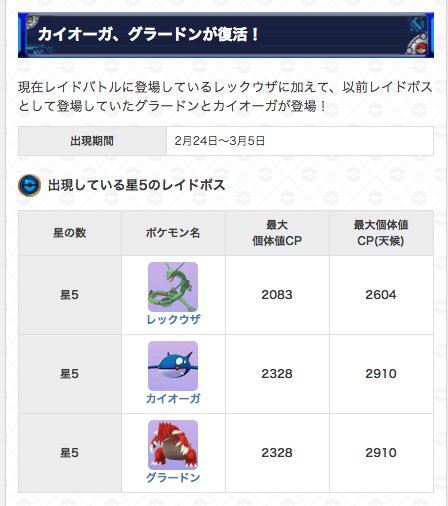 ポケモンgo攻略 Gamewith Auf Twitter ホウエンの伝説ポケモンが出現している件についてまとめました W ゞ 告知をされているタマゴから出やすくなると思われるポケモンの一覧も作成したので 気になる方は是非 ポケモンgo T Co Z0hioustv1 T