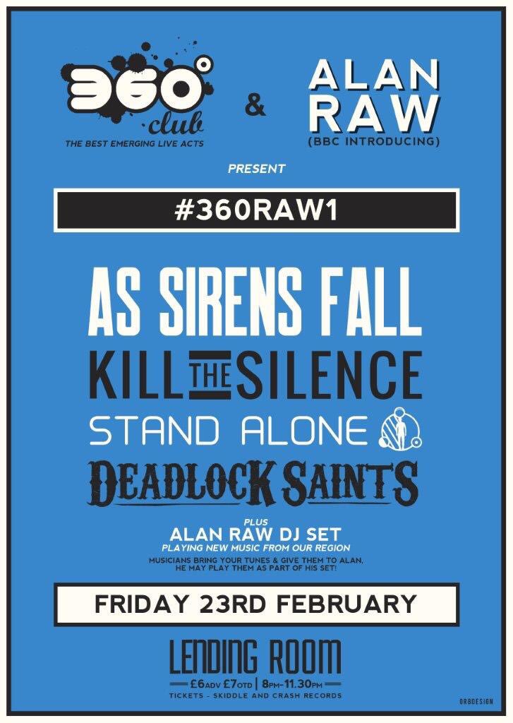 The first #360RAW event could not have gone any better! All 4 bands were incredible and the atmosphere of the sold out event was awesome. 
This industry needs more passionate people like Alan and Richard, who care about unsigned artists and promote local talent. Excited for more!