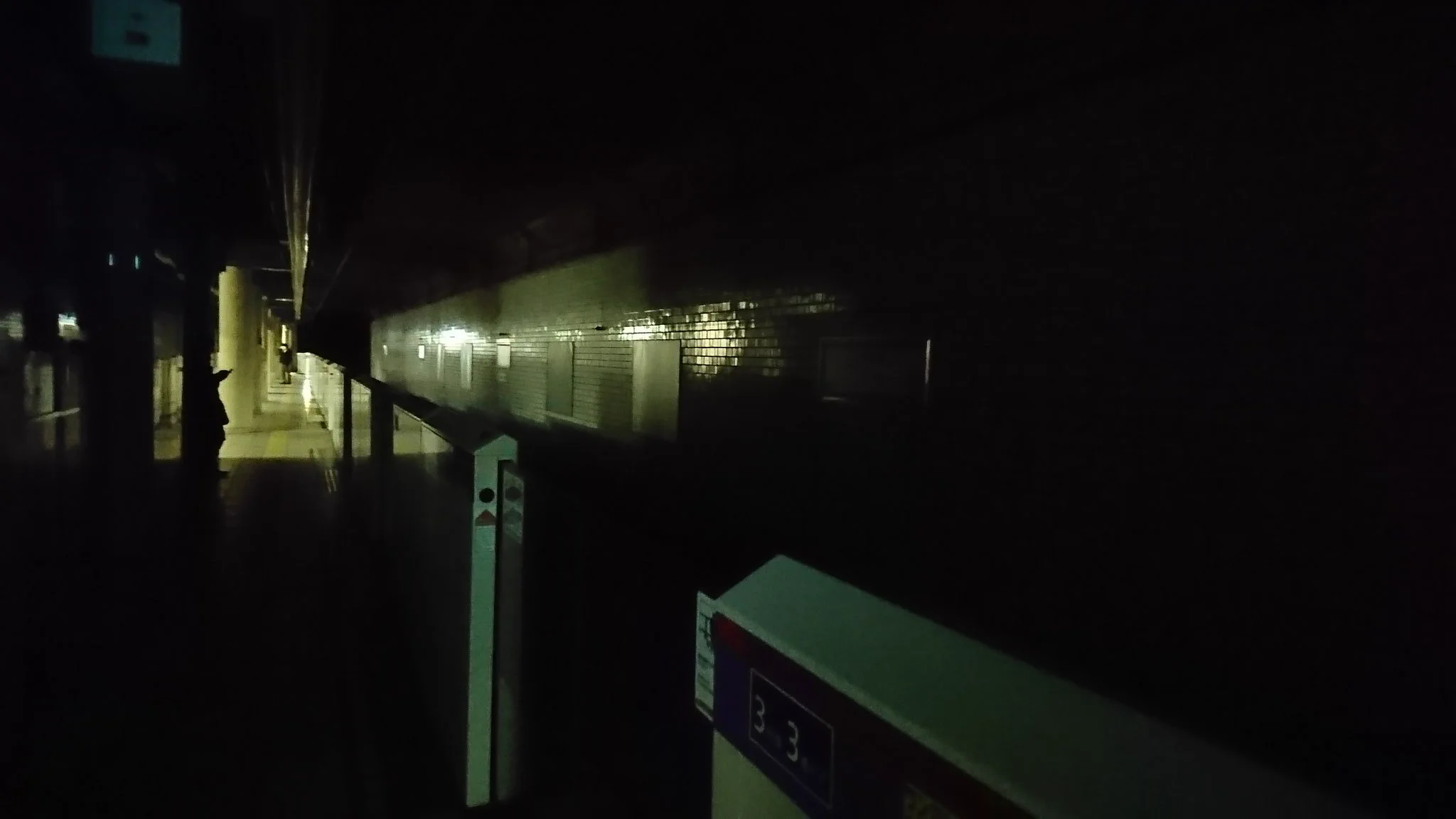 停電で真っ暗な都営三田線神保町駅ホームｗなんか地上と隔離されてる映画みたいｗ
