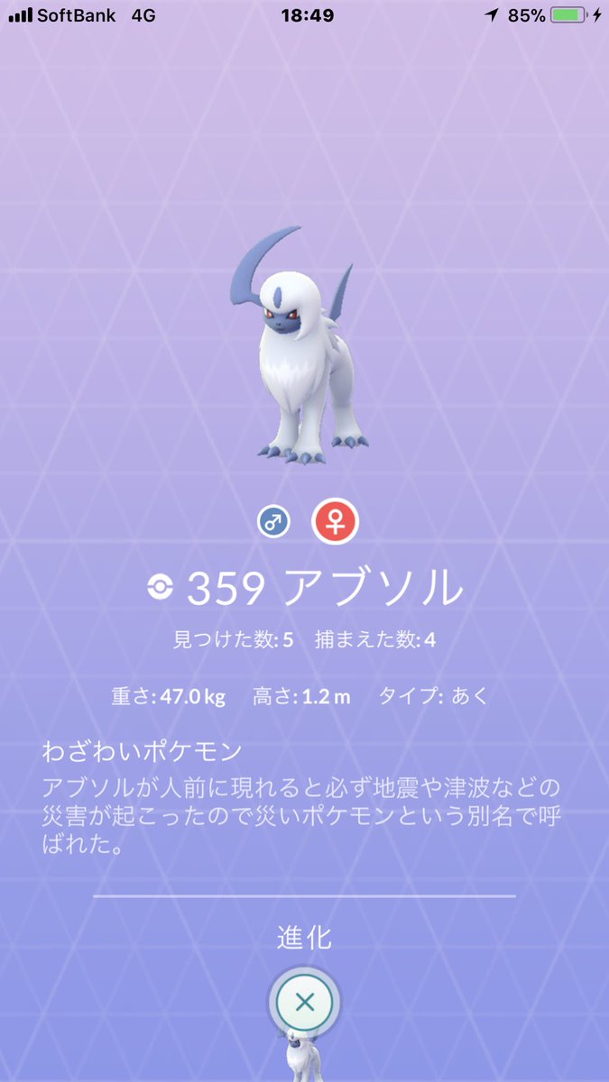 猫の飼い主 على تويتر ポケモンgo アブソルのオスとメスがそろった