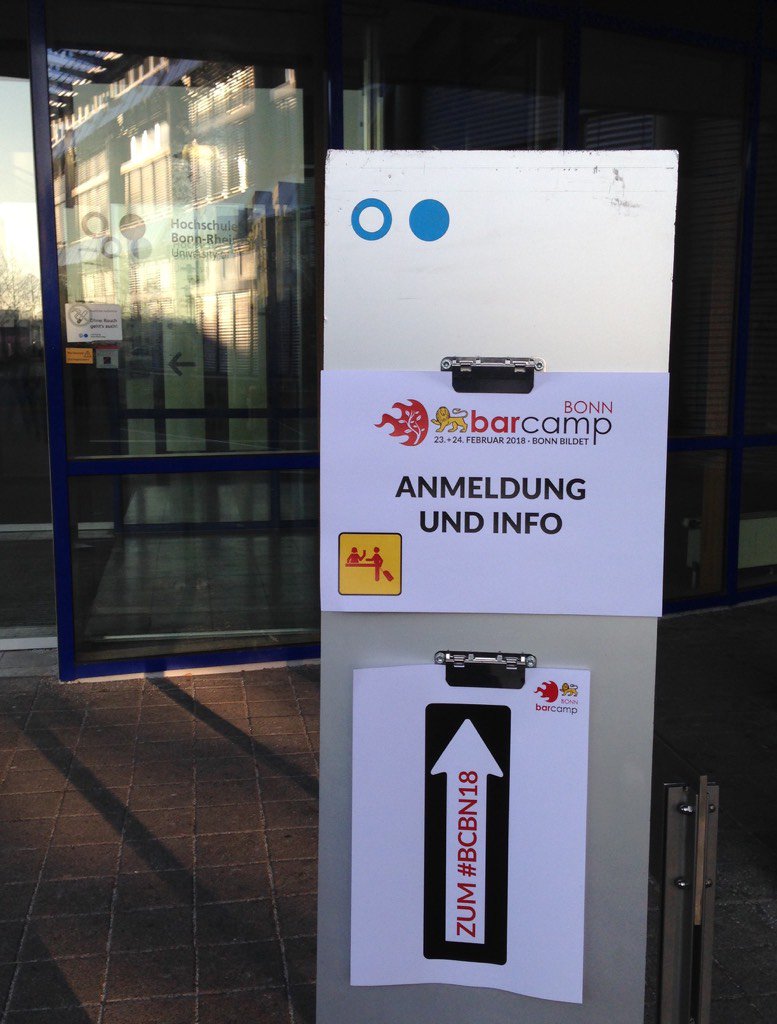 Auf geht's, 2.Runde <a href="/BarCampBonn/">@BarCampBonn@Bonn.social {inaktiv}</a>! #bcbn18 ☀️🎉