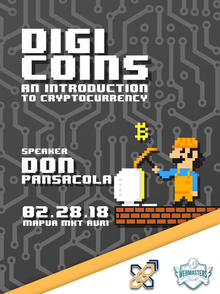 ceomitmakati's tweet photo. Bringing to you a talk entitled DigiCoins: "An Introduction to Cryptocurrency" hosted by Chief Entrepreneurs' Organization X WebMasters Guild of Mapua  and our guest speaker Sir. Don Pansacola,CTO &amp; Co-founder of Clean Club and Senior Software Engineer at Cisco System Inc. https://t.co/GqDZ74oN9W